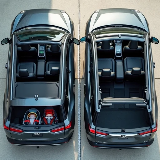 2026 Honda CR-V vs Toyota RAV4 rear seat legroom comparison for car seats Rear seat legroom comparison between 2026 Honda CR-V and Toyota RAV4 with rear-facing child car seats installed, measuring tape showing usable space difference for family SUV buyers.